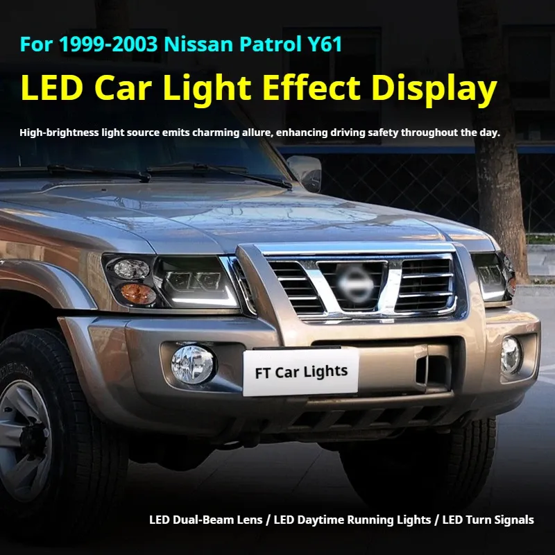 Фары передние LED с ходовыми огнями для Nissan Patrol Y61 (1999-2003), комплект, FT Carlight — фото 5