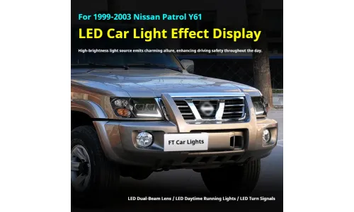 Фары передние LED с ходовыми огнями для Nissan Patrol Y61 (1999-2003), комплект, FT Carlight — фото 5