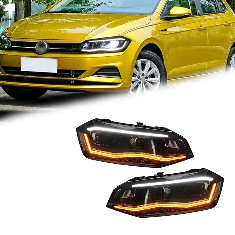 Фары передние LED с ходовыми огнями для VW Polo (2019-2022), комплект, комплект, FT Carlight Carlight — фото 1