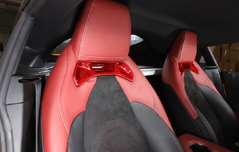 Накладка под подголовник на спинке сиденья, красный карбон, для Toyota Supra 5 A90 (2019-2025) — фото 1