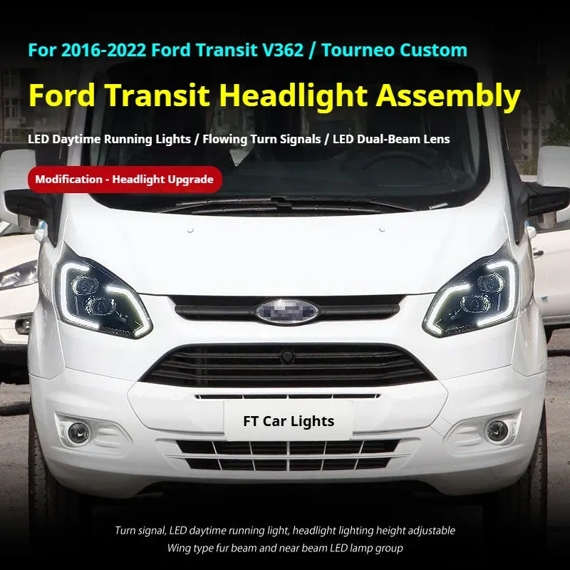 Фары передние LED с ходовыми огнями для Ford Tourneo Custom / Transit V362 (2016-2022), комплект, комплект, FT Carlight Carlight — фото 5