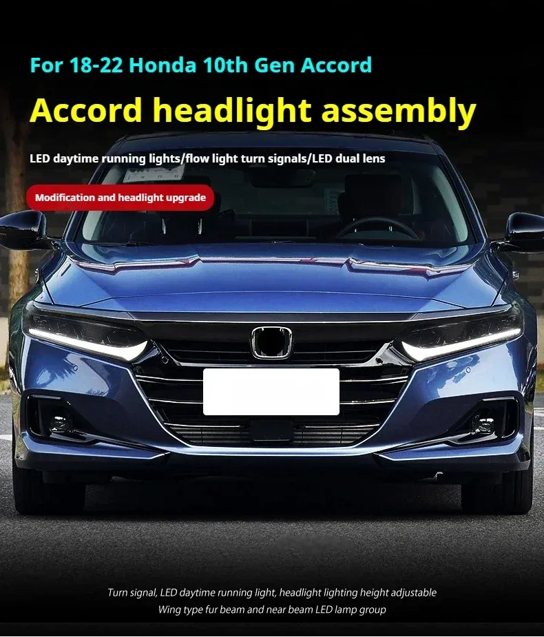 Фары передние LED с ходовыми огнями для Honda Accord 10 (2018-2023), комплект, комплект, FT Carlight Carlight — фото 5