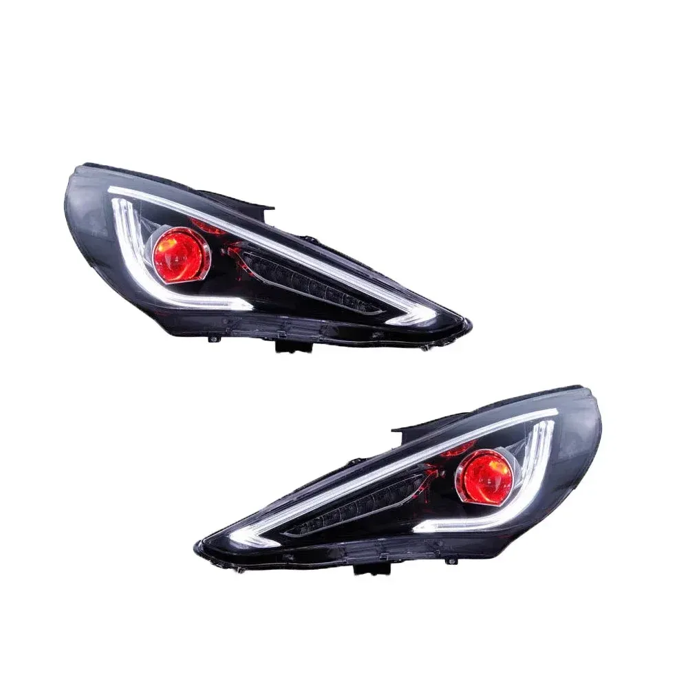 Фары передние LED с ходовыми огнями Devil Eyes для Hyundai Sonata (2011-2015), комплект, комплект, FT Carlight Carlight — фото 1