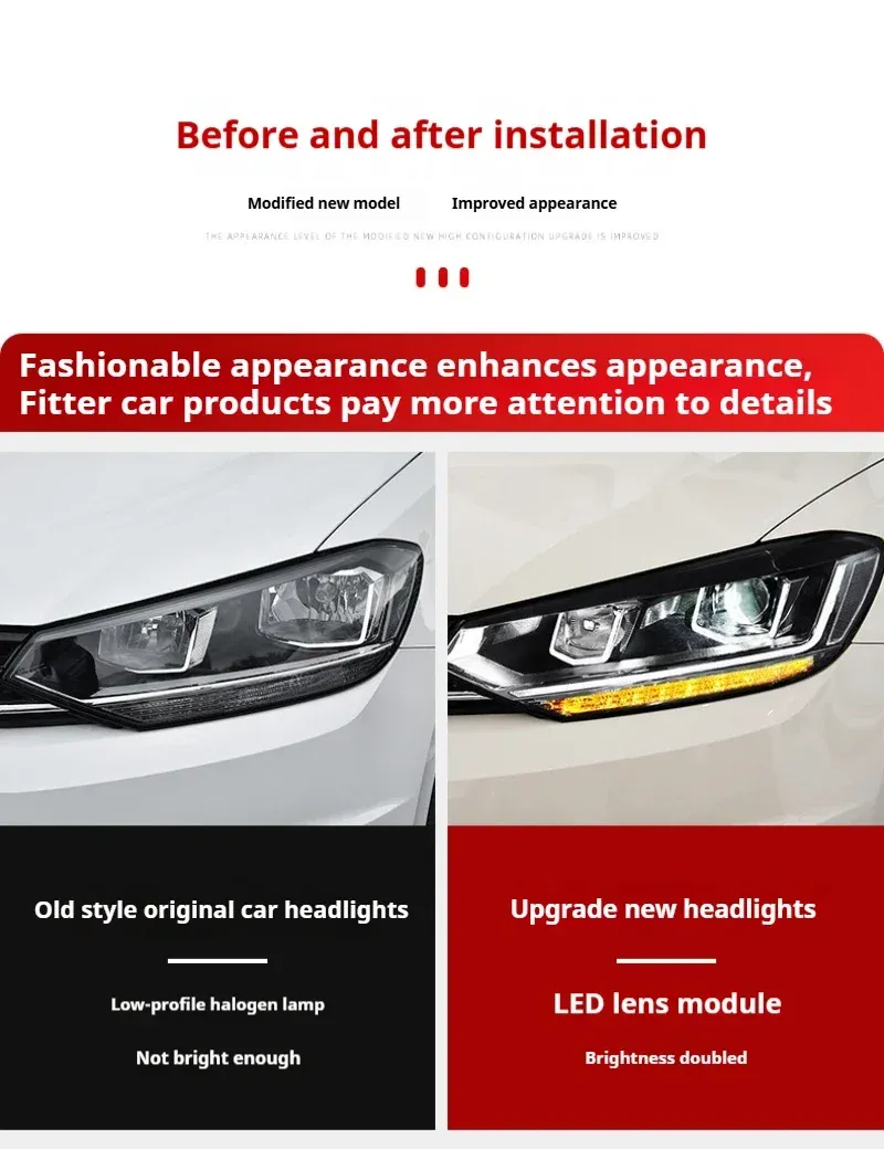 Фары передние LED с ходовыми огнями для VW Touran L (2016-2020), комплект, комплект, FT Carlight Carlight — фото 7
