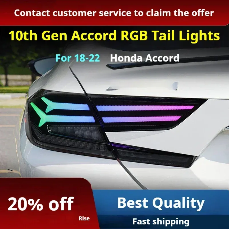 Задние LED-фонари RGB динамический поворотник для Honda Accord 10 (2018-2022), комплект, комплект, FT Carlight Carlight — фото 2