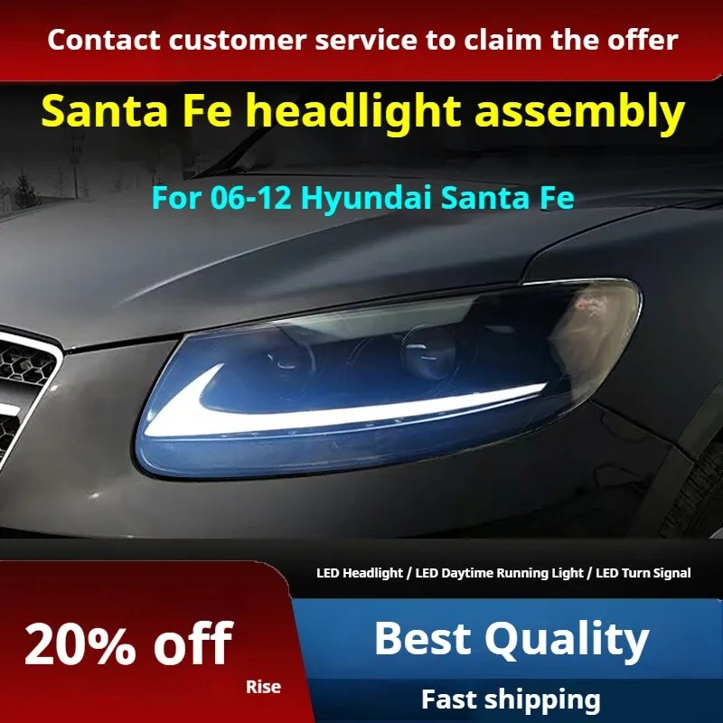 Фары передние LED с ходовыми огнями для Hyundai Santa Fe (2006-2012), комплект, комплект, FT Carlight Carlight — фото 2
