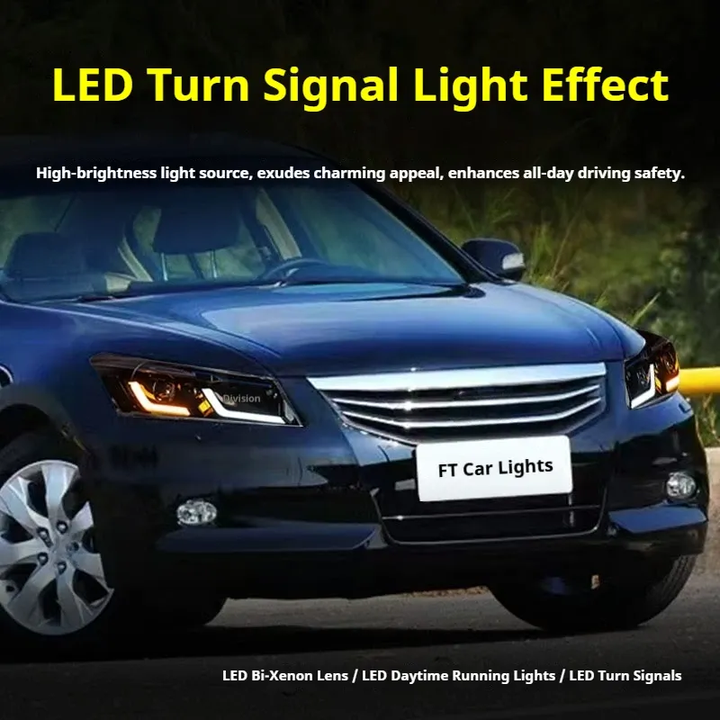 Фары передние LED с ходовыми огнями для Honda Accord 8 (2008-2013), комплект, комплект, FT Carlight Carlight — фото 4