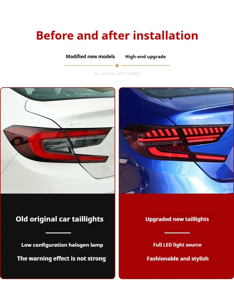 Задние LED-фонари динамический поворотник для Honda Accord 10-го поколения (2018-2022), комплект, комплект, FT Carlight Carlight — фото 7