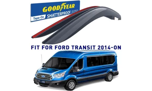 Дефлекторы боковых окон 2014-2023 Ford Transit, накладные, GoodYear — фото 1