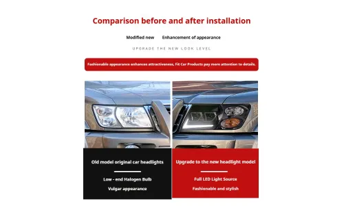 Фары передние LED с ходовыми огнями для Nissan Patrol Y61 (1999-2003), комплект, FT Carlight — фото 7