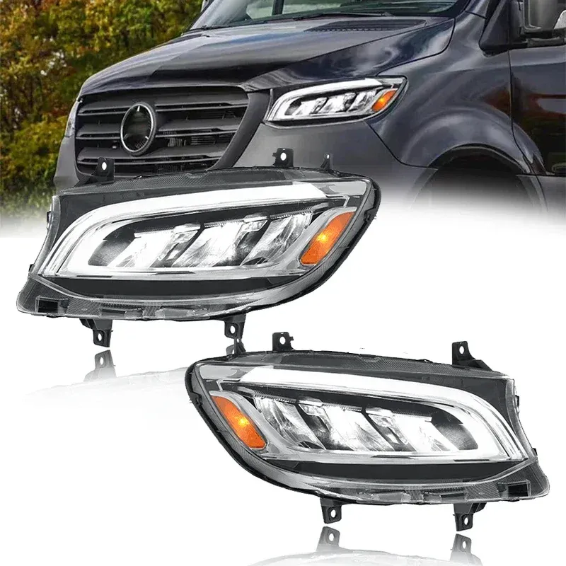 Фары передние LED с ходовыми огнями для Mercedes Sprinter W907 (2019-2023), комплект, комплект, FT Carlight Carlight — фото 6