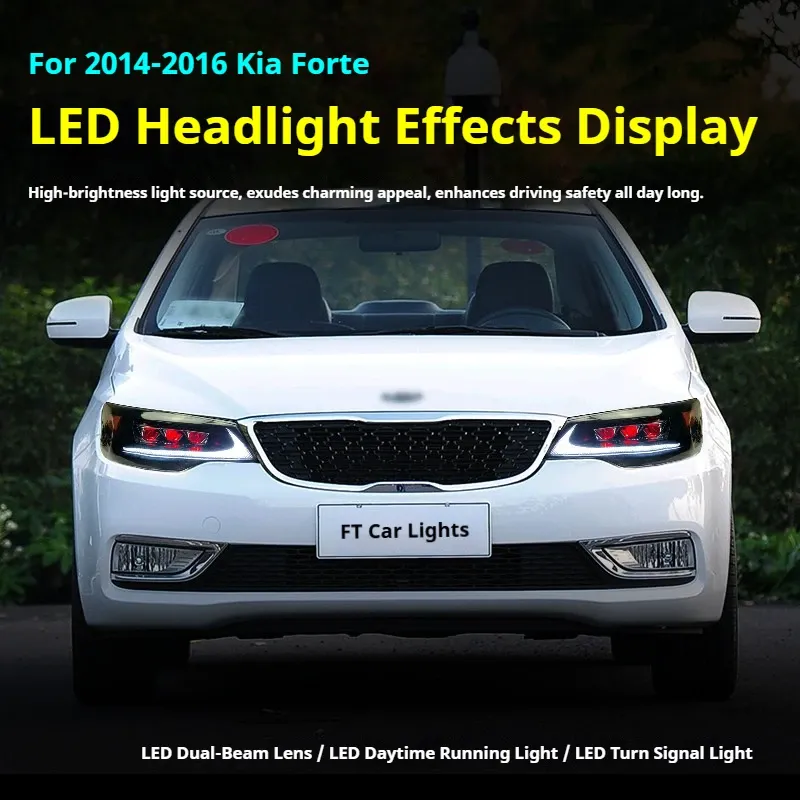 Фары передние LED с ходовыми огнями для Kia Forte (2014-2016), комплект, комплект, FT Carlight Carlight — фото 5