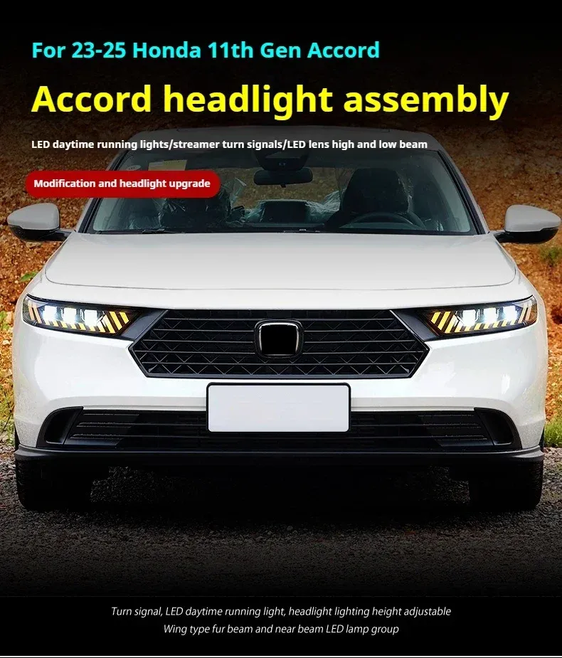 Фары передние LED с ходовыми огнями для Honda Accord 11 (2023-2025), комплект, FT Carlight — фото 5