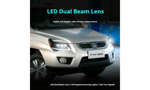 Фары передние LED с ходовыми огнями для Kia Sportage (2007-2012), комплект, комплект, FT Carlight Carlight — фото 4