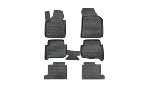 Коврики в салон VW Touran (I) 2003-2010, (II) 2010-2015, 7 мест., 6 шт. (полиуретан, серые) / Фольксваген Туран — фото 1