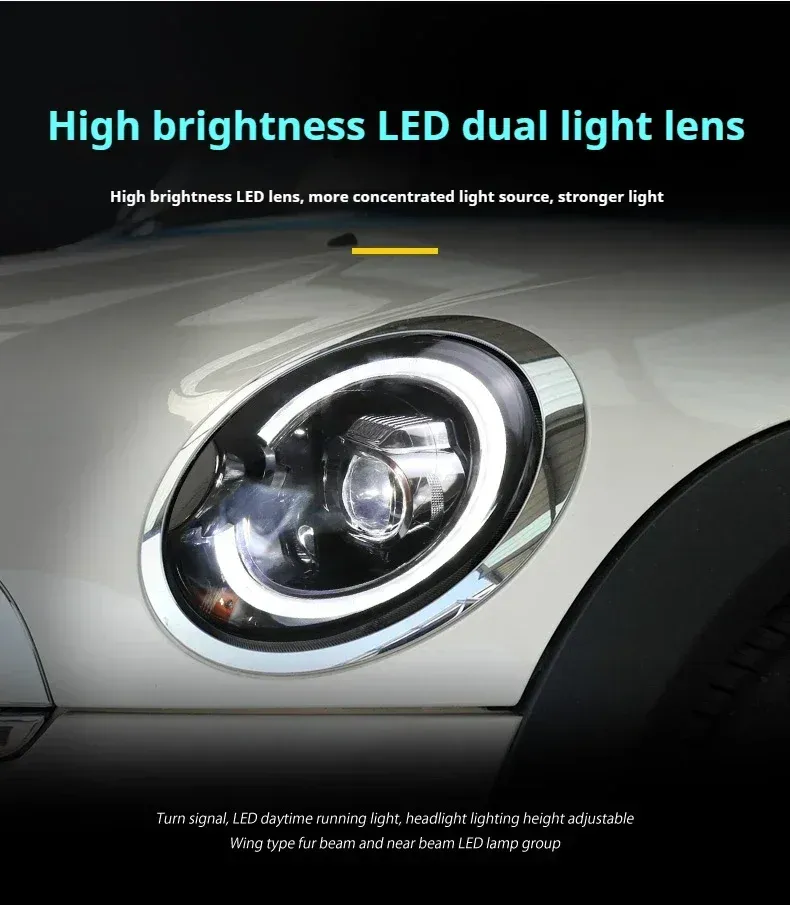 Фары передние LED с ходовыми огнями для Mini Cooper R56/R57/R58/R59 (2007-2013), комплект, комплект, FT Carlight Carlight — фото 3