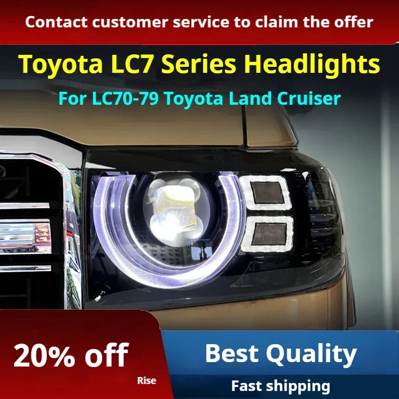 Фары передние LED с ходовыми огнями для Toyota Land Cruiser 70 (2007-2020), комплект, комплект, FT Carlight Carlight — фото 2