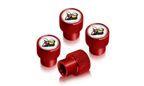 Колпачки ниппелей Dodge Scat-Pack Full Color на белом фоне в красном корпусе — фото 1