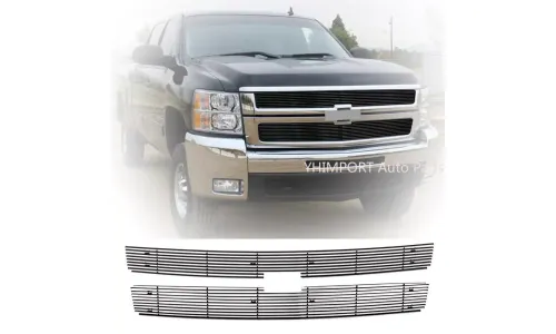 черная решетка с ламелями Grill, вставка 2007-2010 Chevy Silverado 2500HD/3500HD — фото 1