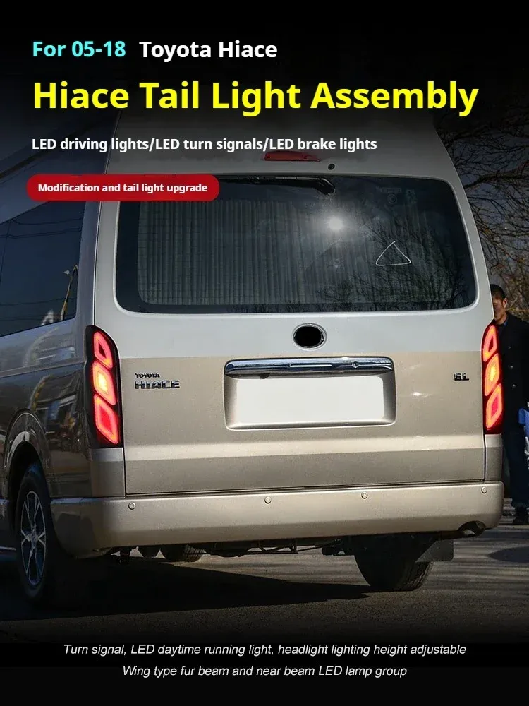 Задние LED-фонари динамический поворотник для Toyota Hiace (2005-2018), комплект, комплект, FT Carlight Carlight — фото 5
