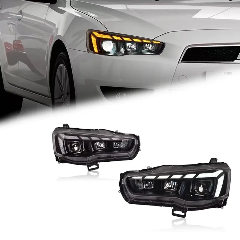Фары передние LED с ходовыми огнями для Mitsubishi Lancer EX (2008-2018), комплект, комплект, FT Carlight Carlight — фото 1