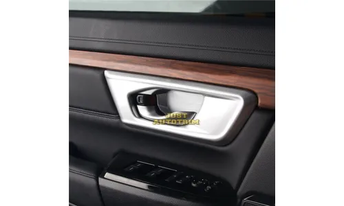 Накладки обрамления внутренних ручек открывания дверей Honda CR-V 2017-, матовый хром — фото 4