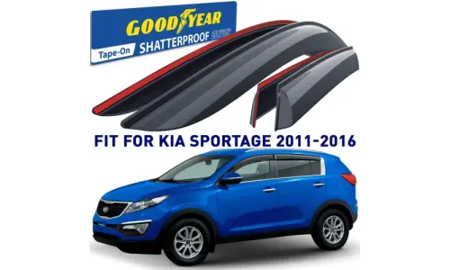 Дефлекторы боковых окон 2011-2016 Kia Sportage, накладные, GoodYear — фото 1