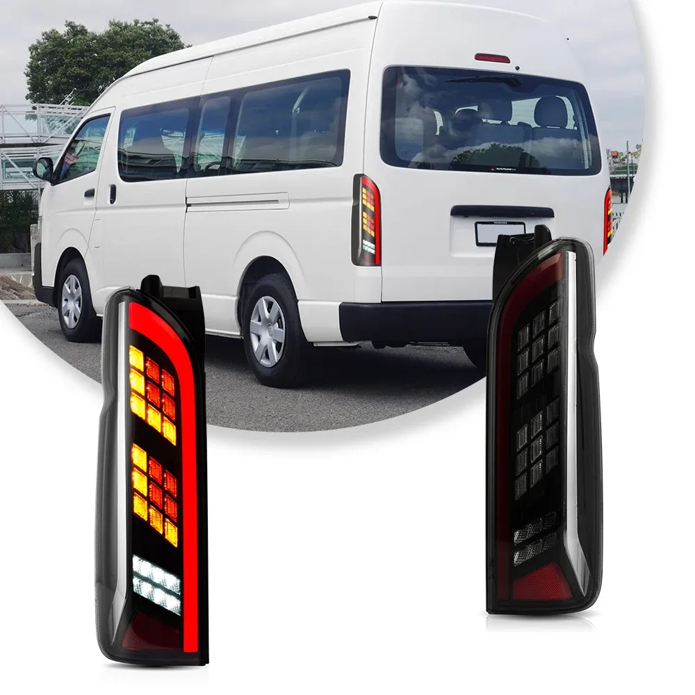 Задние LED-фонари VLAND последовательный поворотник прозрачные для Toyota Hiace H200 (2004-2019) — фото 2