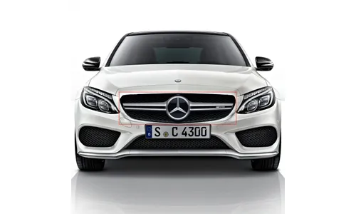 Комплект решетки радиатора Twin-Blade C 43 AMG Mercedes-Benz C-Класс W205/S205/C205/A205 дорестайлинг (2014–2018), с камерой 360°, с Distronic 233 — фото 1