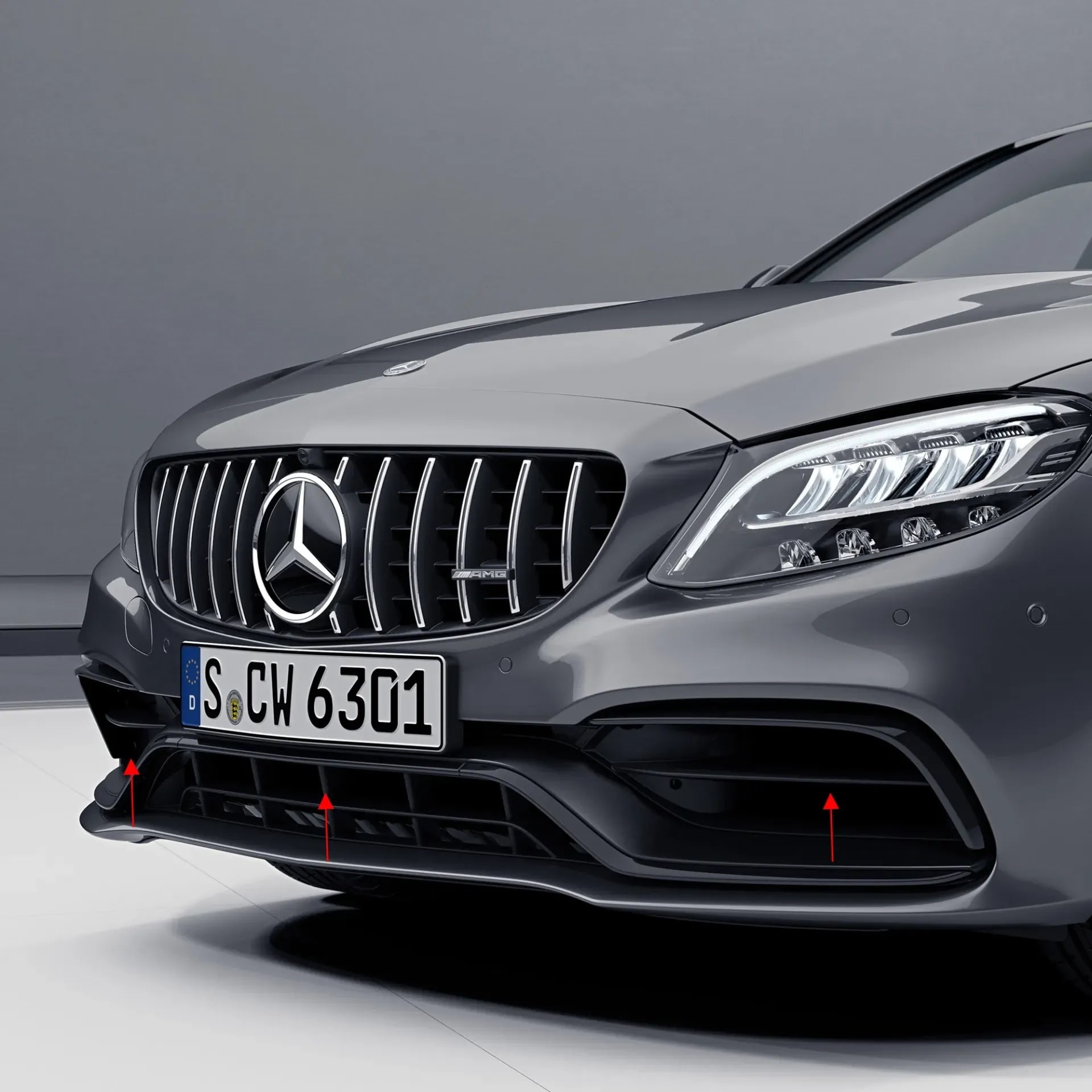 Комплект воздухозаборников переднего бампера C 63 AMG Mercedes-Benz C-Класс 205, 3 шт. — фото 3