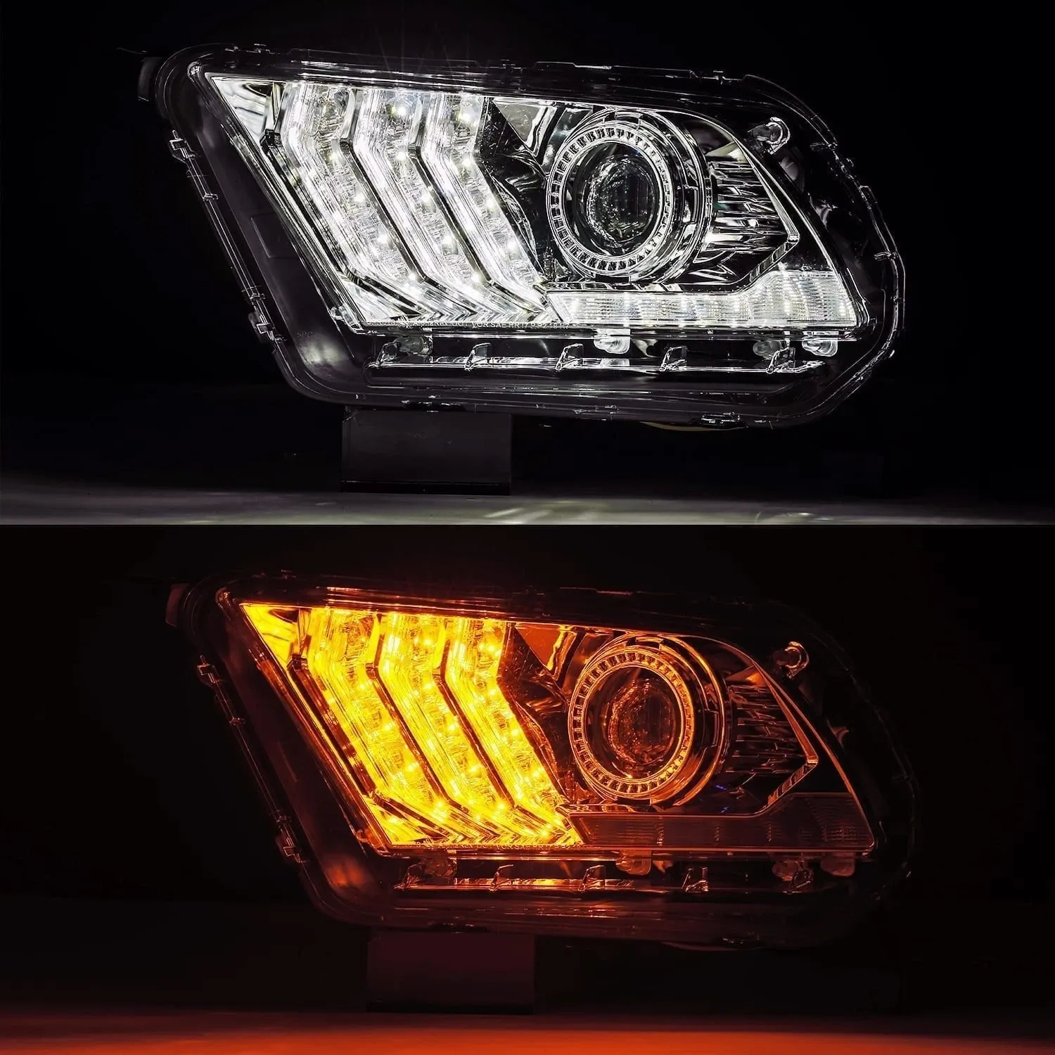 Фары проекторные светодиодные Chrome LUXX для Ford Mustang V6 & GT 2010–2012, AlphaRex — фото 6
