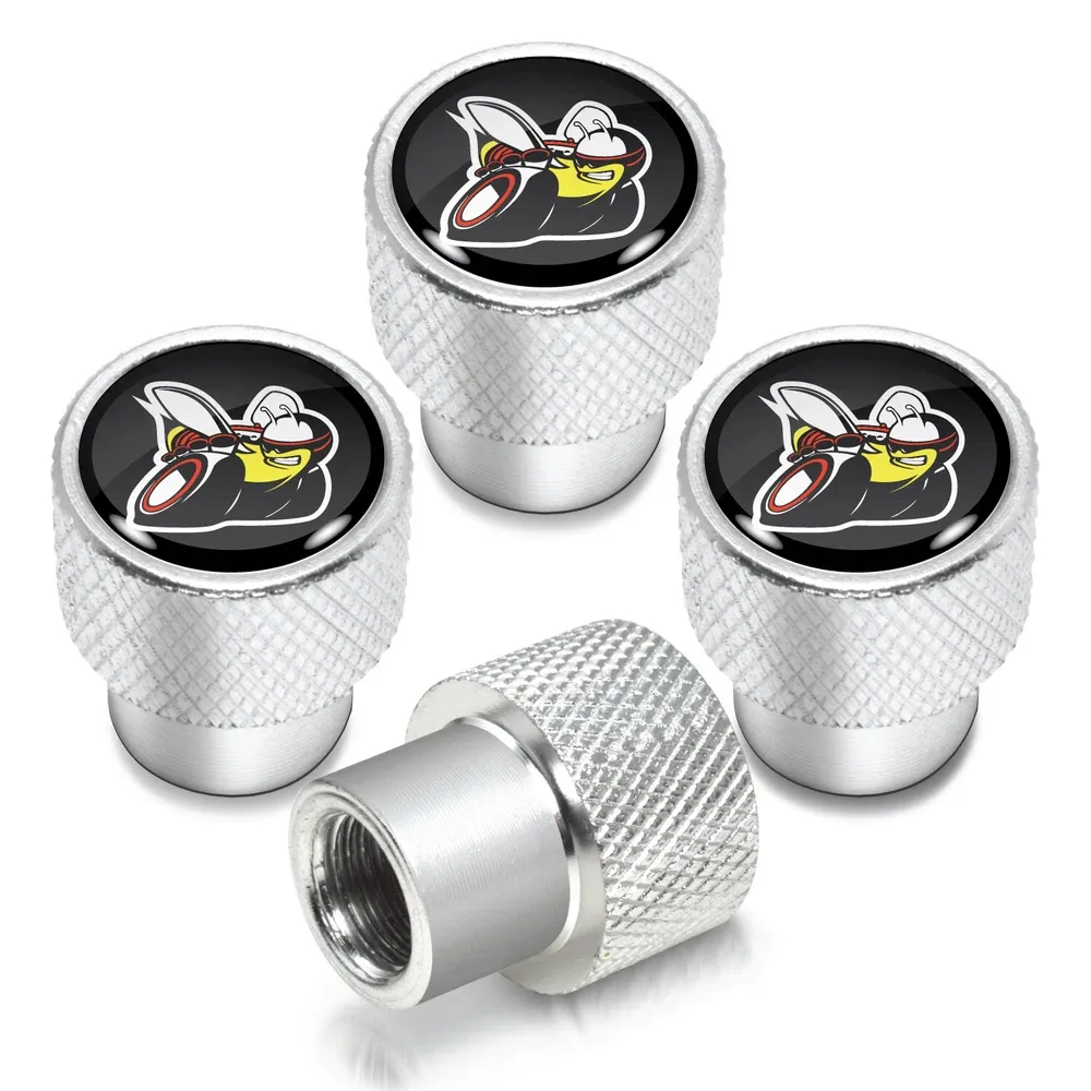 Колпачки ниппелей Dodge Scat-Pack на черном фоне on Shining серебристая — фото 1