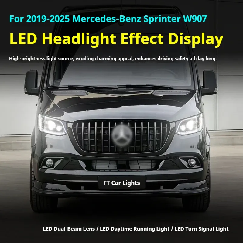 Фары передние LED с ходовыми огнями для Mercedes Sprinter W907 (2019-2026), комплект, комплект, FT Carlight Carlight — фото 5