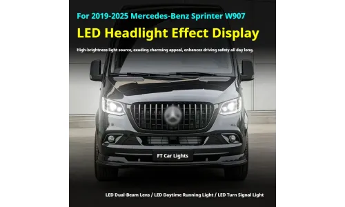 Фары передние LED с ходовыми огнями для Mercedes Sprinter W907 (2019-2026), комплект, комплект, FT Carlight Carlight — фото 5