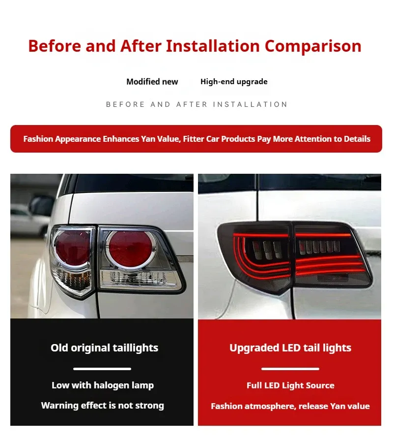 Задние LED-фонари динамический поворотник для Toyota Fortuner (2011-2015), комплект, комплект, FT Carlight Carlight — фото 7