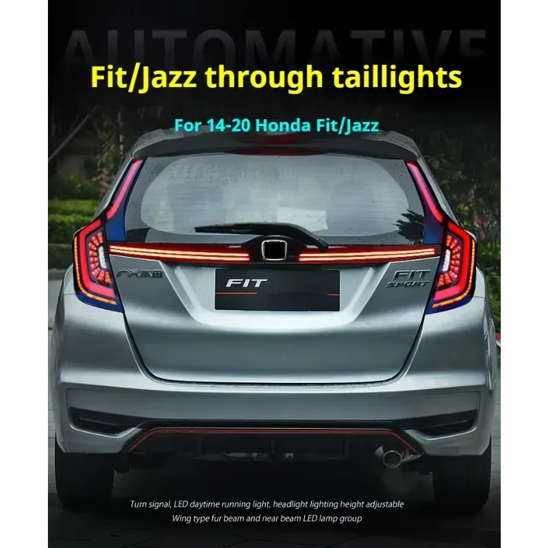 Задние LED-фонари динамический плавный свет сквозные для Honda Fit GK5 (2014-2020), комплект, комплект, FT Carlight Carlight — фото 4