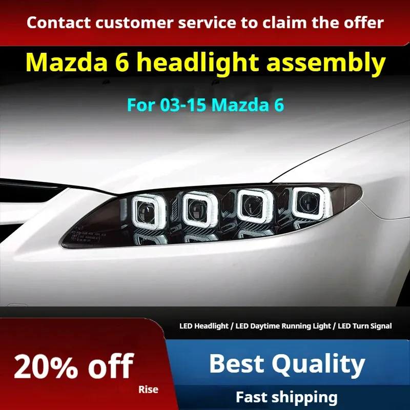 Фары передние LED с ходовыми огнями для Mazda 6 (2003-2015), комплект, комплект, FT Carlight Carlight — фото 2