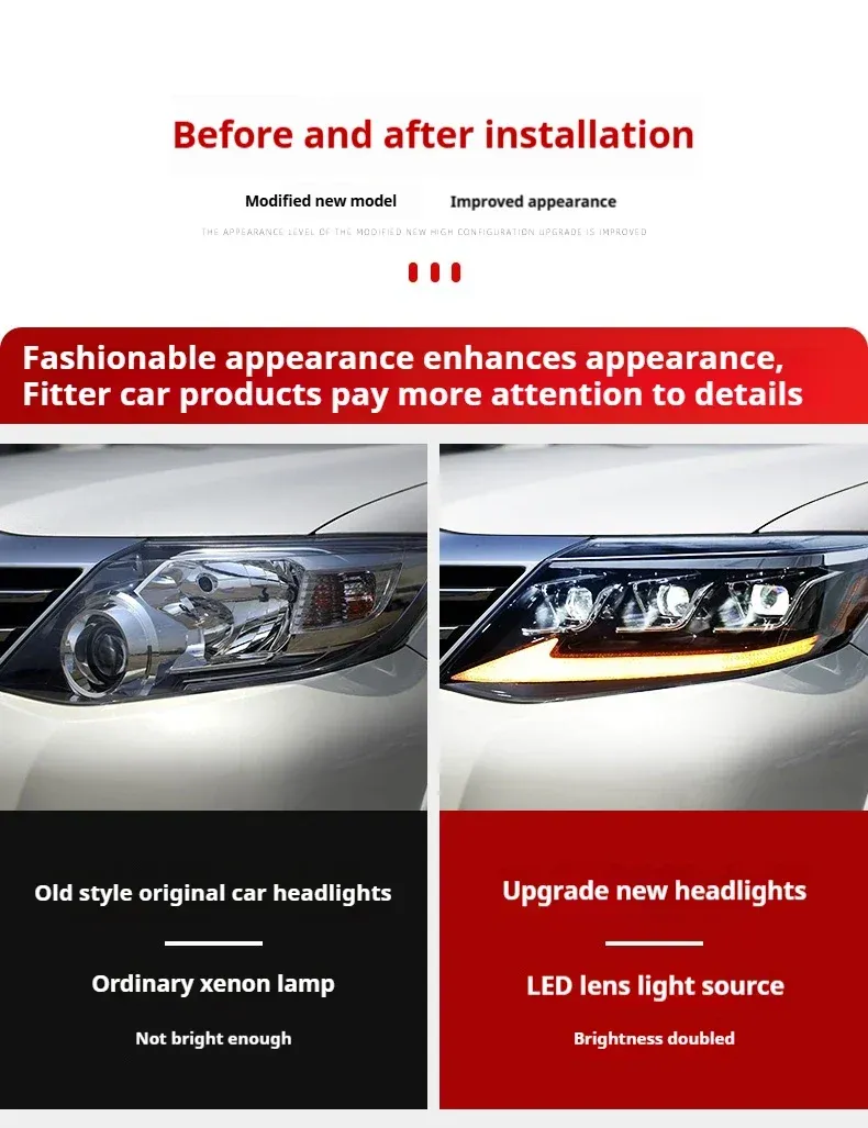 Фары LED проектор 3-глазные ДХО для Toyota Fortuner (2011-2015), комплект, комплект, FT Carlight Carlight — фото 7