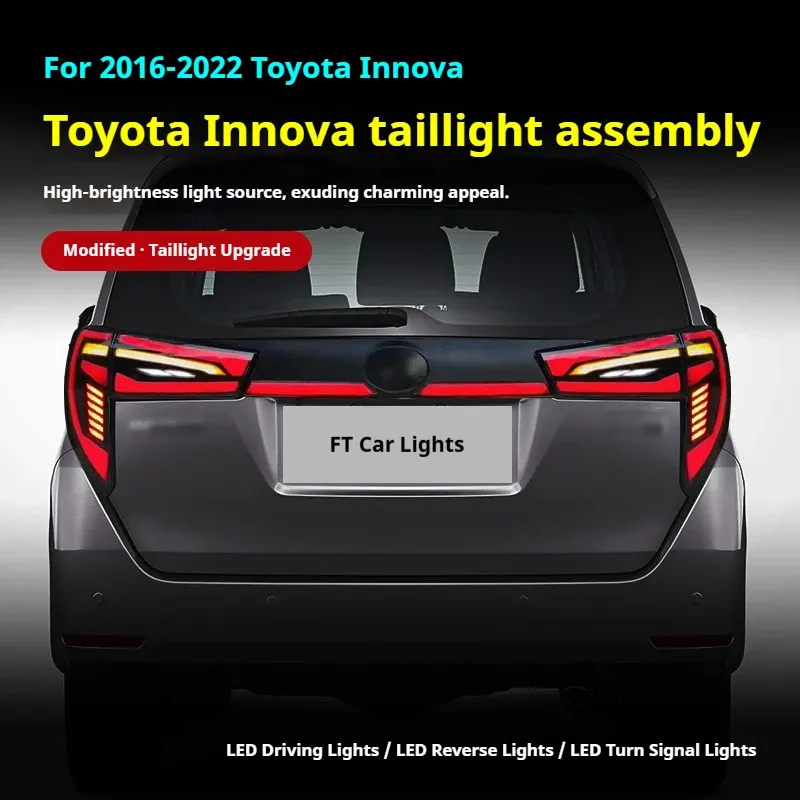 Задние LED-фонари динамический поворотник сквозные для Toyota Innova (2016-2022), комплект, комплект, FT Carlight Carlight — фото 5