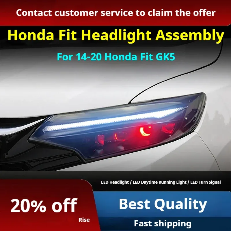 Фары передние LED с ходовыми огнями для Honda Fit GK5 (2014-2020), комплект, комплект, FT Carlight Carlight — фото 2