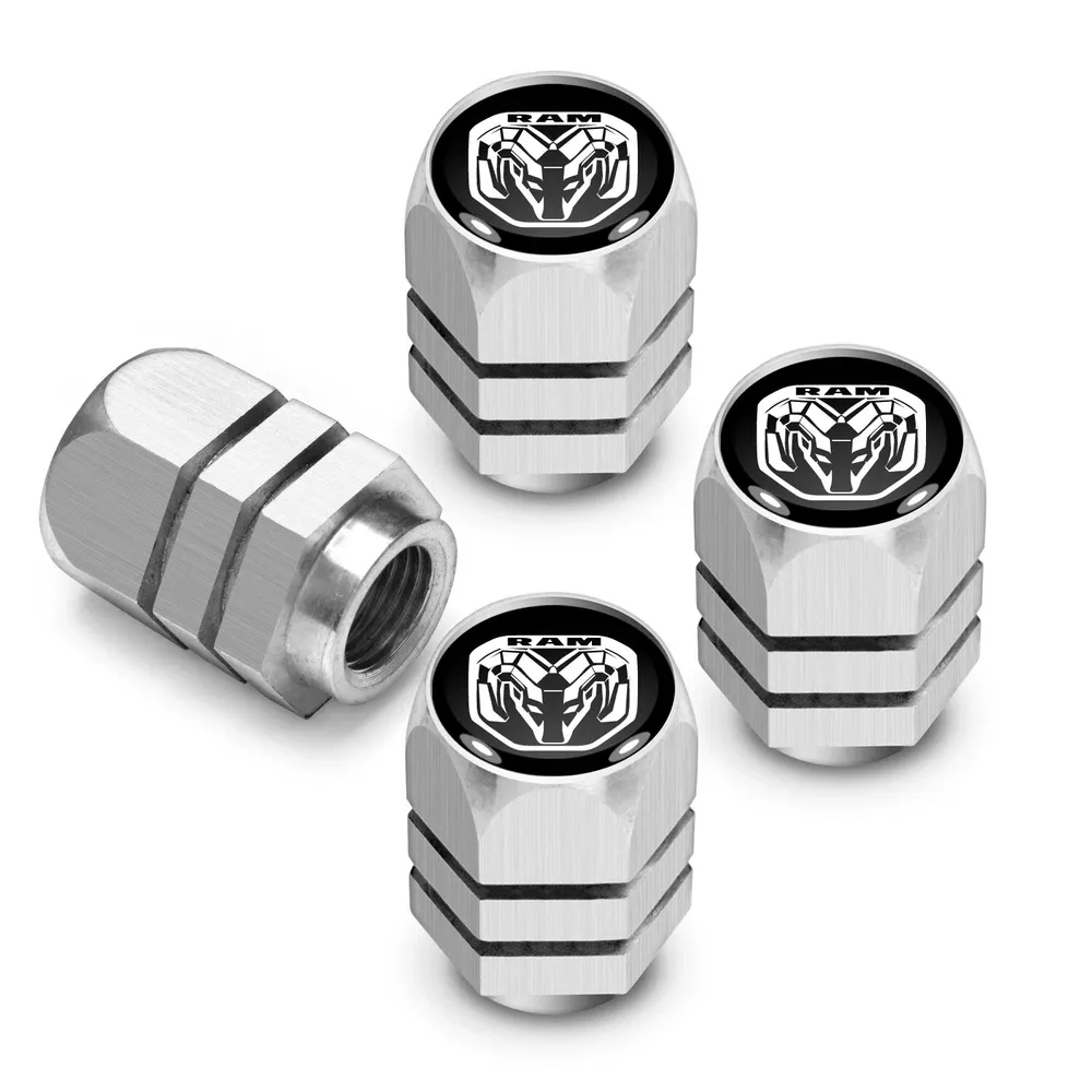 Колпачки ниппелей RAM 2019 на черном фоне в серебристом корпусе Hexagon — фото 1