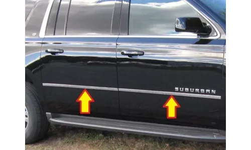 Chevy Suburban 2015-2020 из нержавеющей полированной хром боковая дверь акцент отделкой — фото 1
