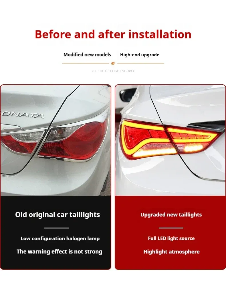 Задние LED-фонари динамический поворотник для Hyundai Sonata (2011-2015), комплект, комплект, FT Carlight Carlight — фото 7