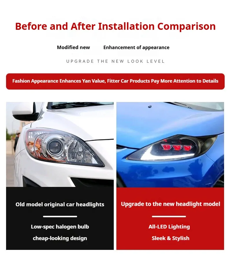 Фары передние LED с ходовыми огнями для Ford Fiesta (2009-2012), комплект, комплект, FT Carlight Carlight — фото 7