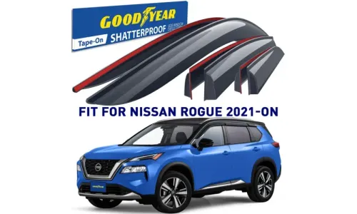 Дефлекторы боковых окон 2021-2023 Nissan Rogue, накладные, GoodYear — фото 1