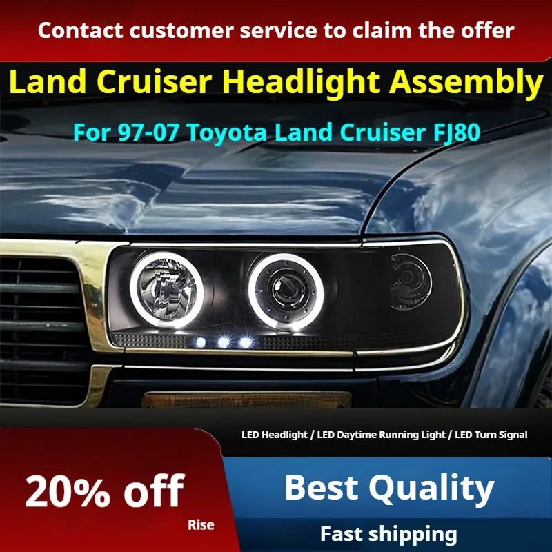 Фары передние LED с ходовыми огнями для Toyota Land Cruiser FJ80 (1997-2007), комплект, комплект, FT Carlight Carlight — фото 2