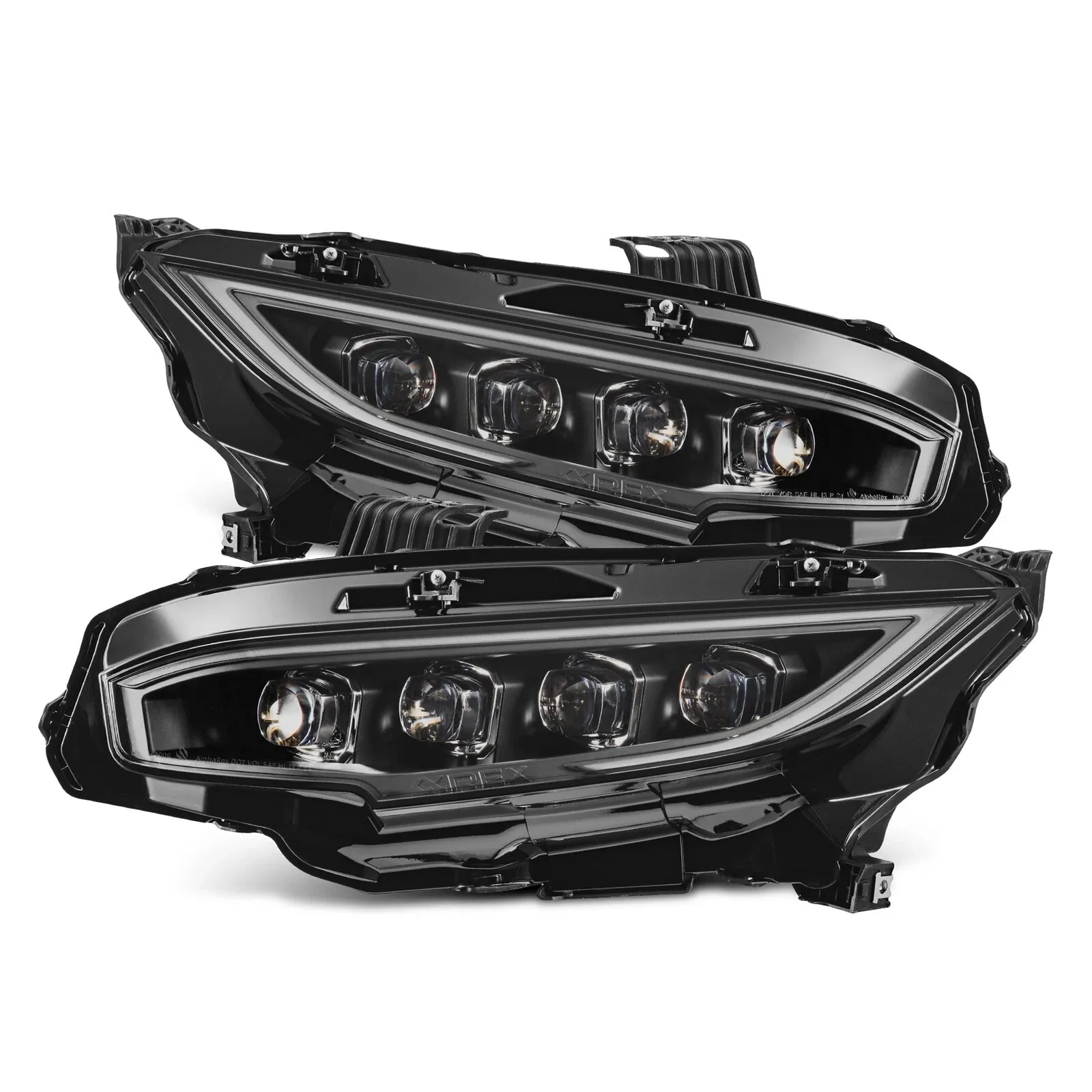 Фары проекторные Black NOVA для Honda Civic 2016–2021 (см. примечание), AlphaRex — фото 1