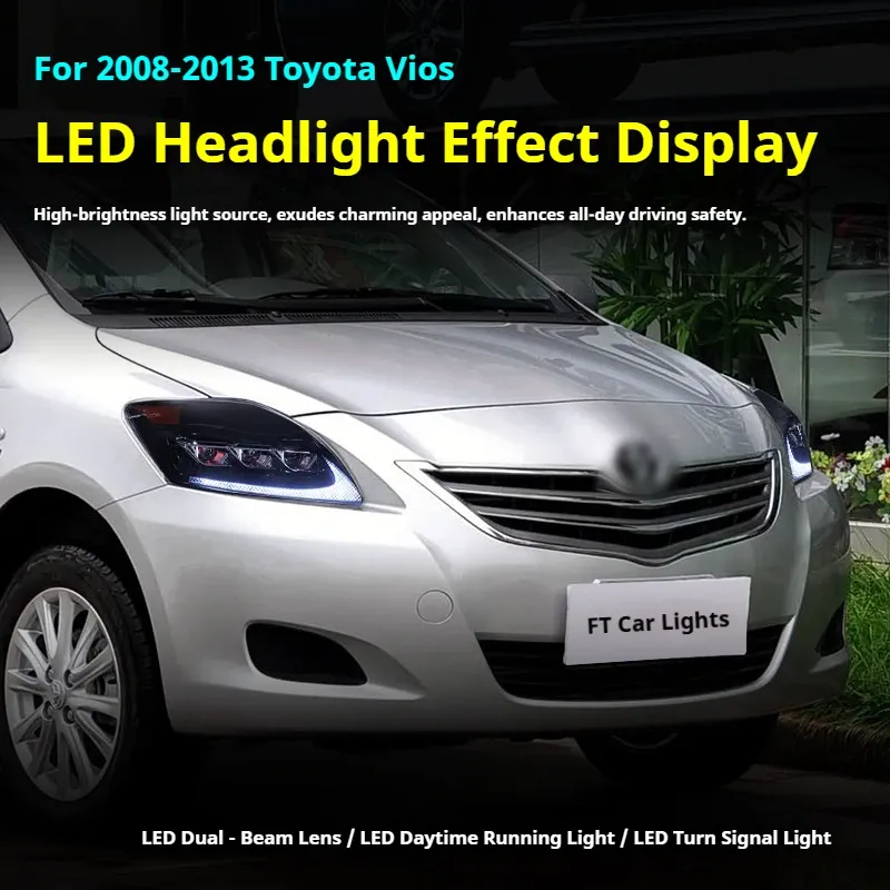 Фары передние LED с ходовыми огнями для Toyota Vios (2008-2013), комплект, комплект, FT Carlight Carlight — фото 5
