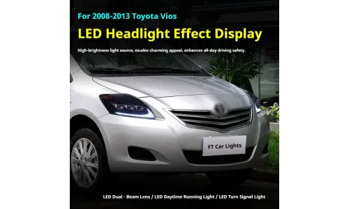 Фары передние LED с ходовыми огнями для Toyota Vios (2008-2013), комплект, комплект, FT Carlight Carlight — фото 5