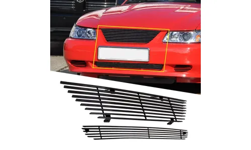 черная решетка с ламелями, вставка Combo Fits1999 2000 2001 2002 2003 2004 Ford Mustang — фото 1